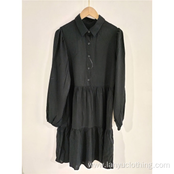 Black Long Sleeve Stand Collar Dress